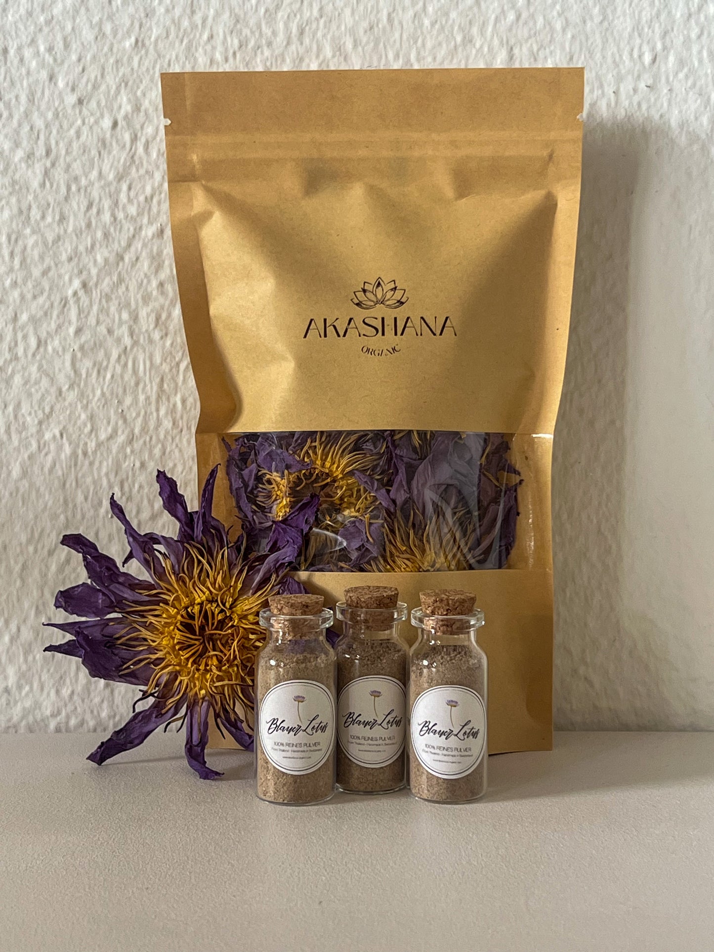 Set - Blaue Lotus Blüten & Pulver - Nymphaea Caerulea